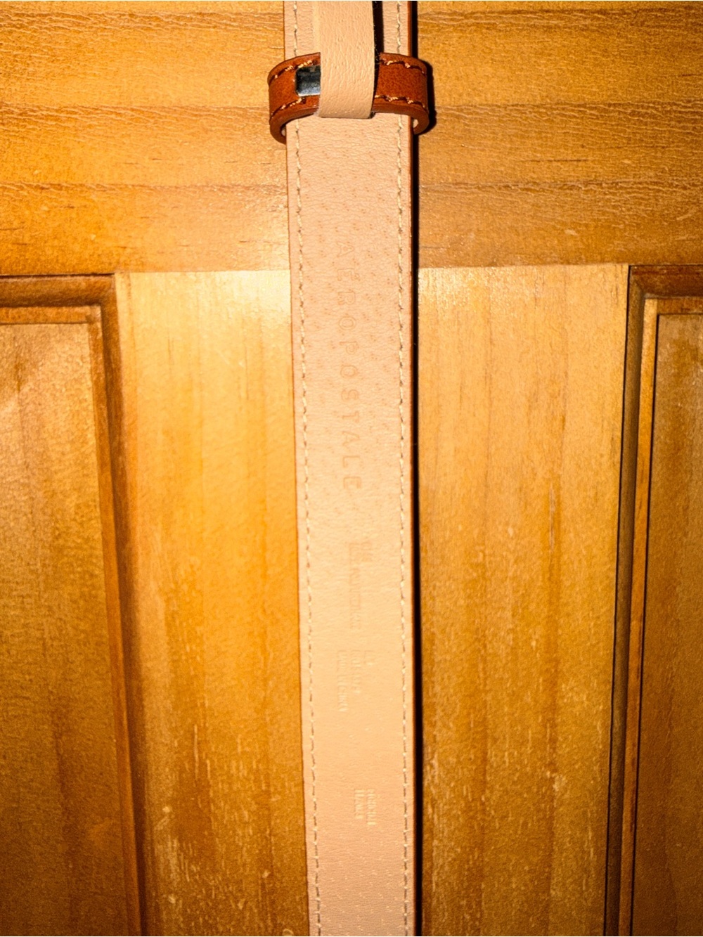 NwoT Aeropostale Orangish Tan Faux Leather Belt w/Round Brass Buckle-M/L-EC - Picture 7 of 8